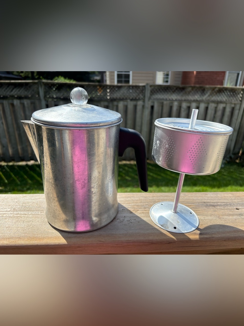 Vintage Aluminum Stovetop Coffee Percolator Pot | Complete Set